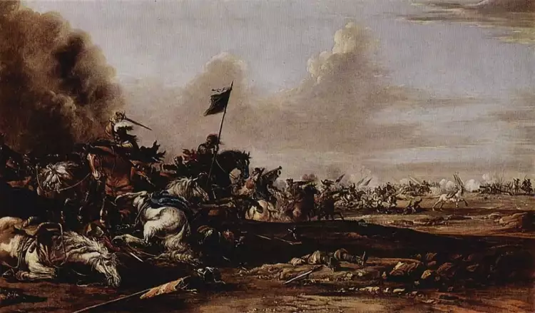 Figurative art. Johann Anton Eismann. The Battle, 1656 Figurative art. Johann Anton Eismann. The Battle, 1656