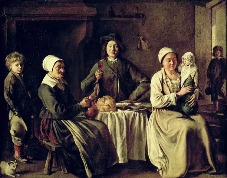 Classicisme français. Louis Le Nain. La Famille heureuse ou Le Retour du baptême, 1642
