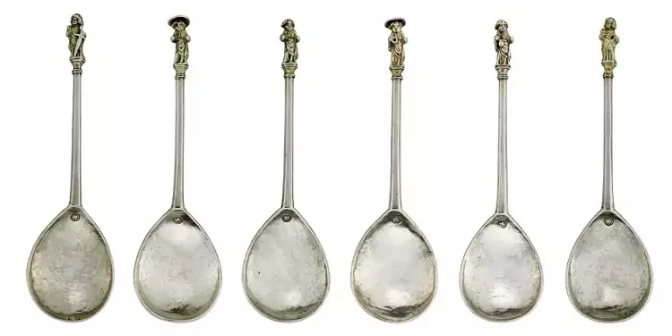 Silber Großbritanniens. Benson Eine Sammlung von Benson Wodewos Löffeln, 15. Jahrhundert Silber Großbritanniens. Benson Eine Sammlung von Benson Wodewos Löffeln, 15. Jahrhundert