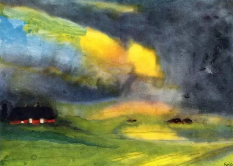 Эмиль Нольде. Картина «Цветное небо над Марэ», около 1940