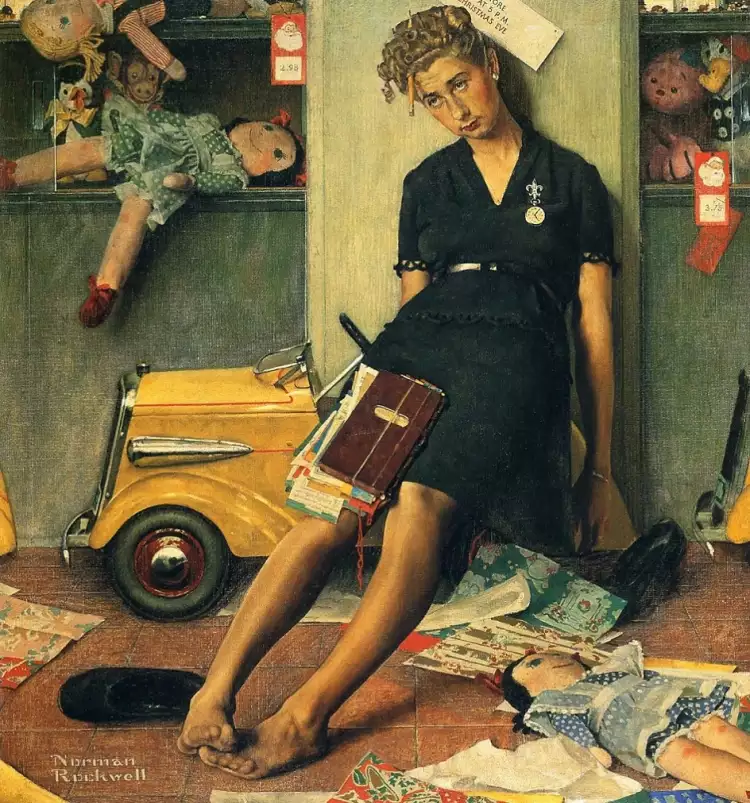 Норман Роквелл. Картина «Продавщица в канун Рождества», 1947