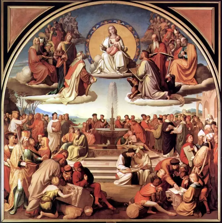 Иоганн Фридрих Овербек. Картина «Триумф религии в искусствах», 1831-1840 Иоганн Фридрих Овербек. Картина «Триумф религии в искусствах», 1831-1840