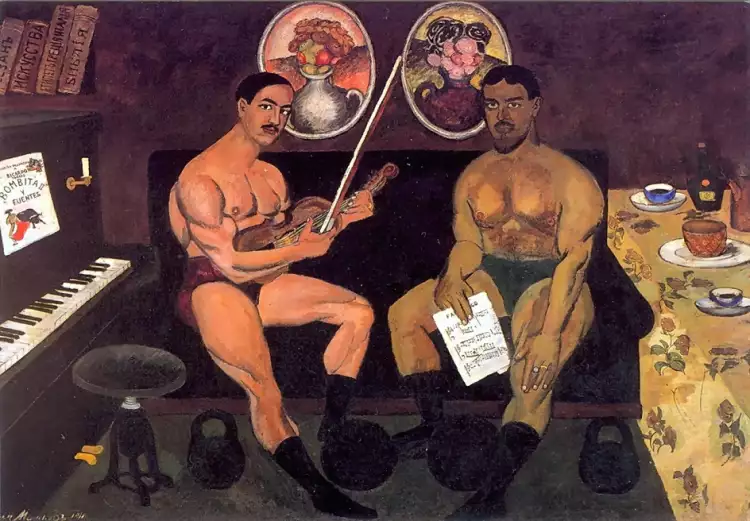 Илья Машков. «Автопортрет и портрет Петра Кончаловского», 1910