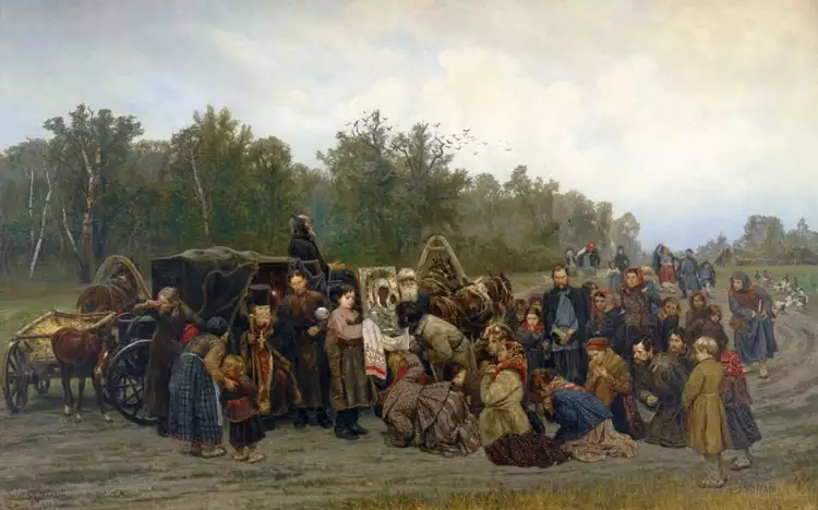 Передвижники. Константин Савицкий. «Встреча иконы» Передвижники. Константин Савицкий. «Встреча иконы»