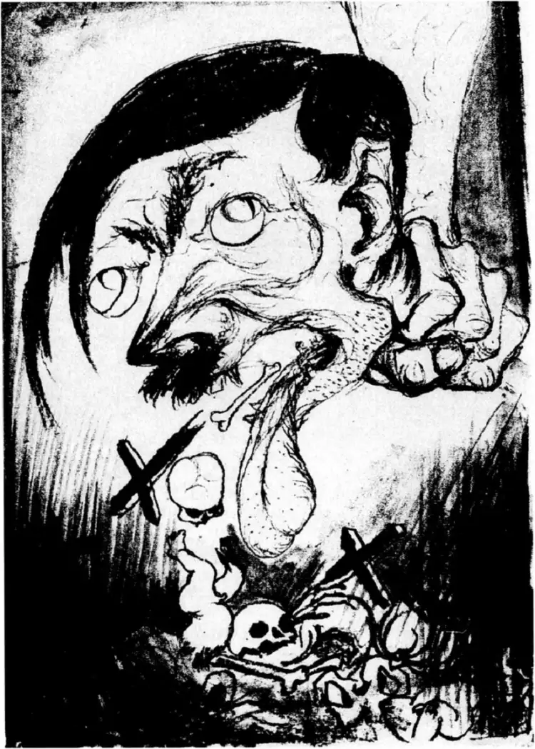 Андре Фужерон. Литография «Смерть зверю», 1943