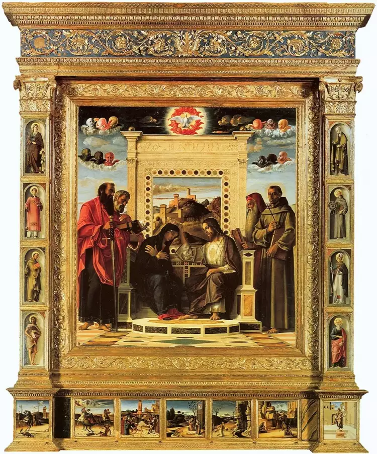 Джованни Беллини. Картина «Коронование Марии», центральная картина Алтаря Пезаро, 1470-1480