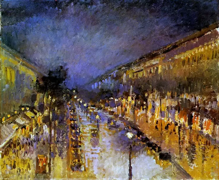 Импрессионизм. Камиль Писсарро. «Бульвар Монмартр ночью», 1897 Импрессионизм. Камиль Писсарро. «Бульвар Монмартр ночью», 1897