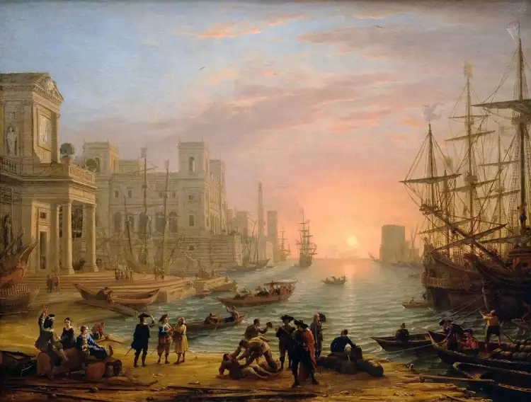 Classicisme français. Claude Lorrain. Port de mer au soleil couchant, 1639