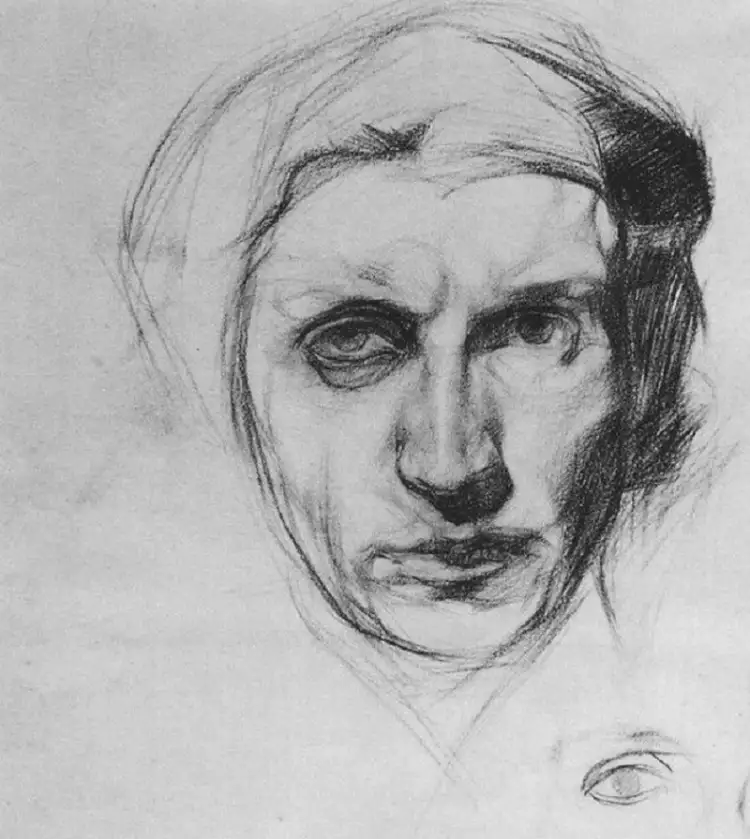 Набросок Михаила Врубеля к автопортрету Набросок Михаила Врубеля к автопортрету