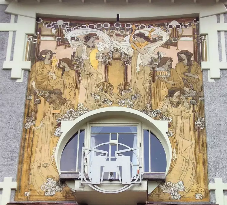 Сграффито. Сграффито на фасаде Дома Боши в Брюсселеу Сграффито. Сграффито на фасаде Дома Боши в Брюсселеу