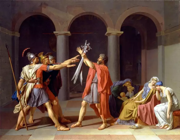 Неоклассицизм. Жак-Луи Давид. «Клятва Горациев», 1784 Неоклассицизм. Жак-Луи Давид. «Клятва Горациев», 1784