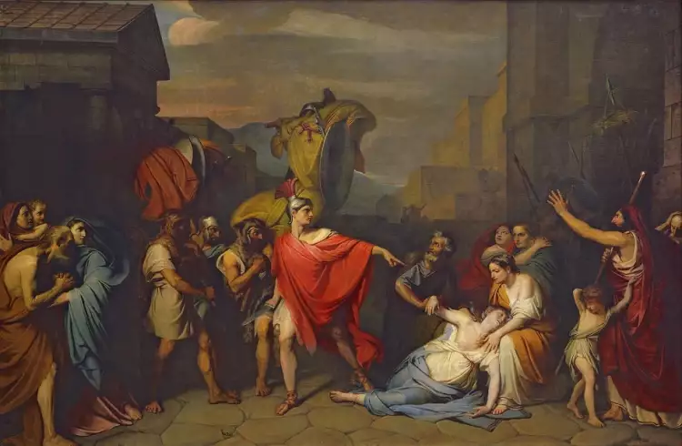 Akademismus. Fjodor Bruni. Tod von Camilla, der Schwester von Horace, 1824 Akademismus. Fjodor Bruni. Tod von Camilla, der Schwester von Horace, 1824