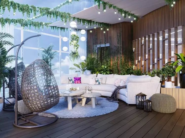 Стиль лаунж в интерьере. Подвесное кресло в интерьере в стиле лаунж