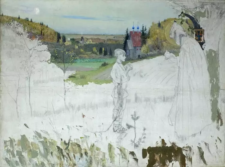 Михаил Нестеров. Незаконченный вариант картины «Видение отроку Варфоломею», 1889