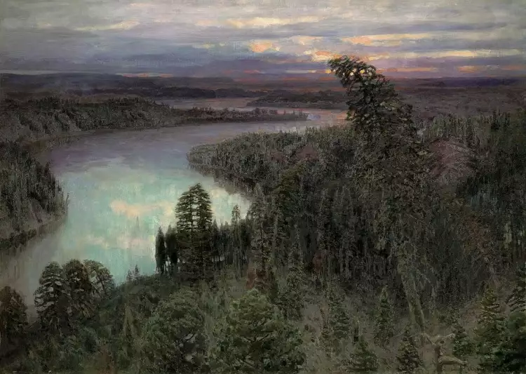Apollinary Vasnetsov. Painting The Northern Region. Siberian River, 1899