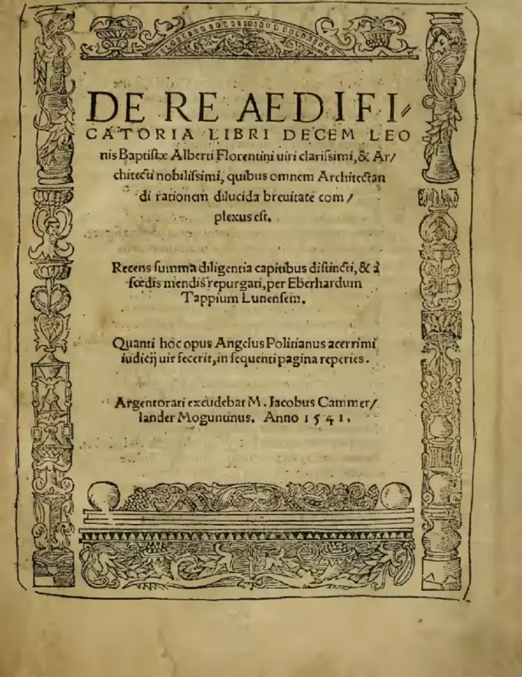 Леон Баттиста Альберти. Фронтспис книги De re aedificatoria, конец XV века