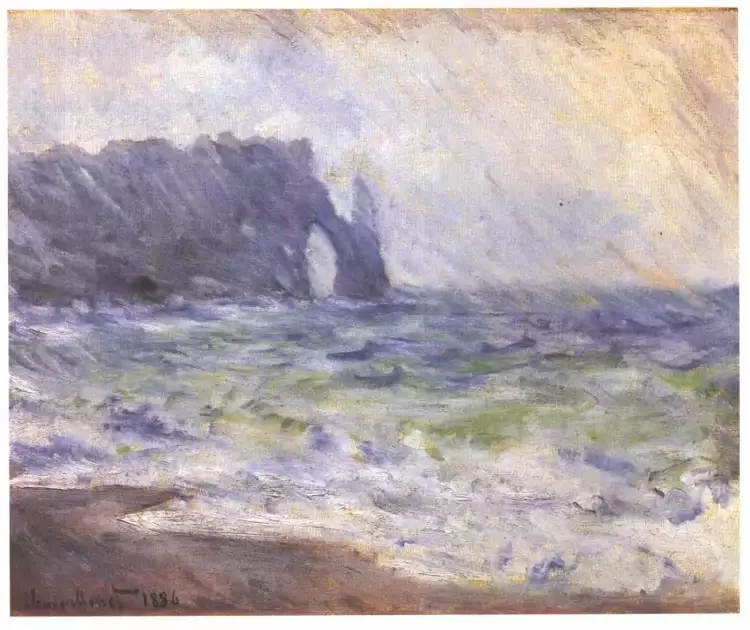 Figurative art. Claude Monet. Étretat sous la pluie, 1886 Figurative art. Claude Monet. Étretat sous la pluie, 1886