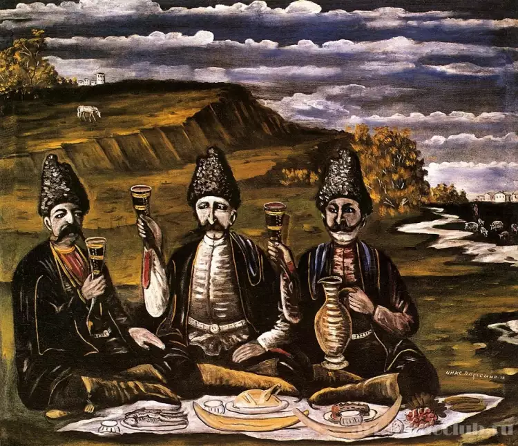 Нико Пиросмани. Кутеж трех князей на лужайке Нико Пиросмани. Кутеж трех князей на лужайке