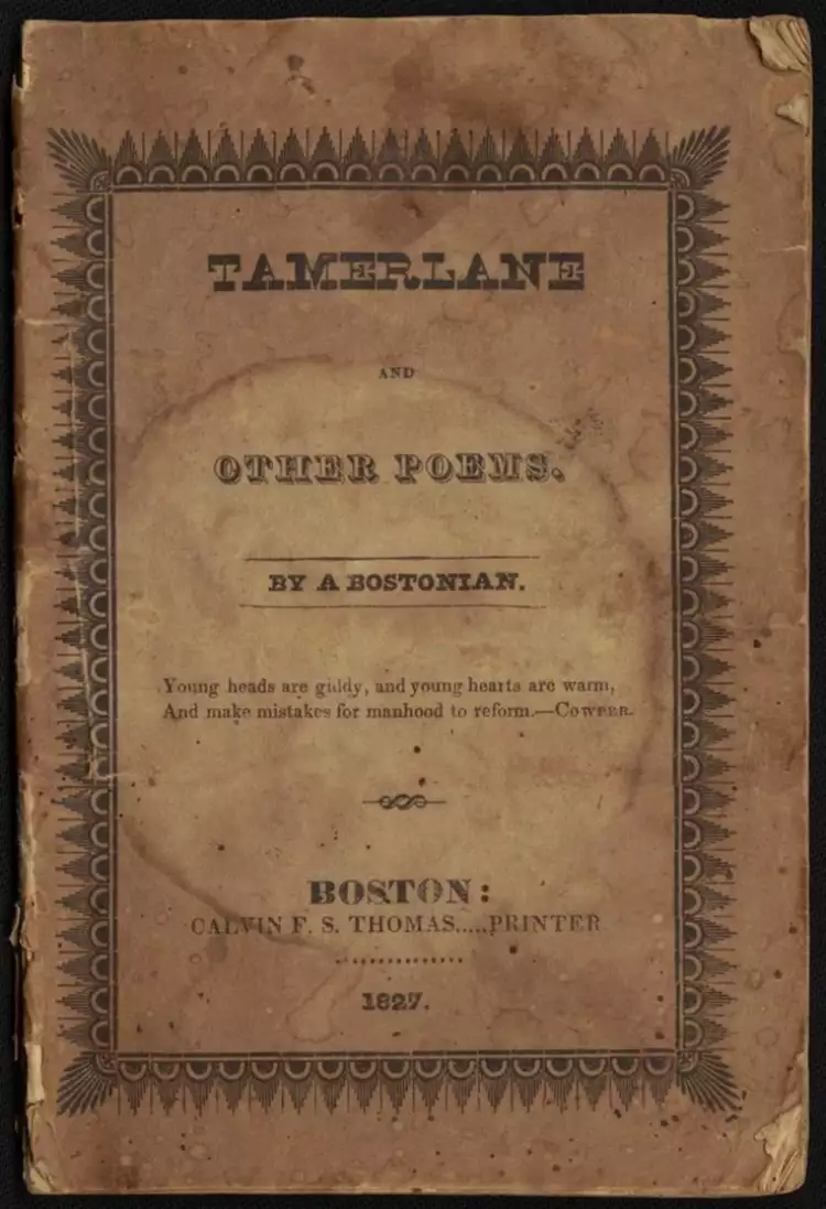 Самые редкие и ценные книги. Тамерлан и другие стихи Эдгара По, 1827 г. Самые редкие и ценные книги. Тамерлан и другие стихи Эдгара По, 1827 г.