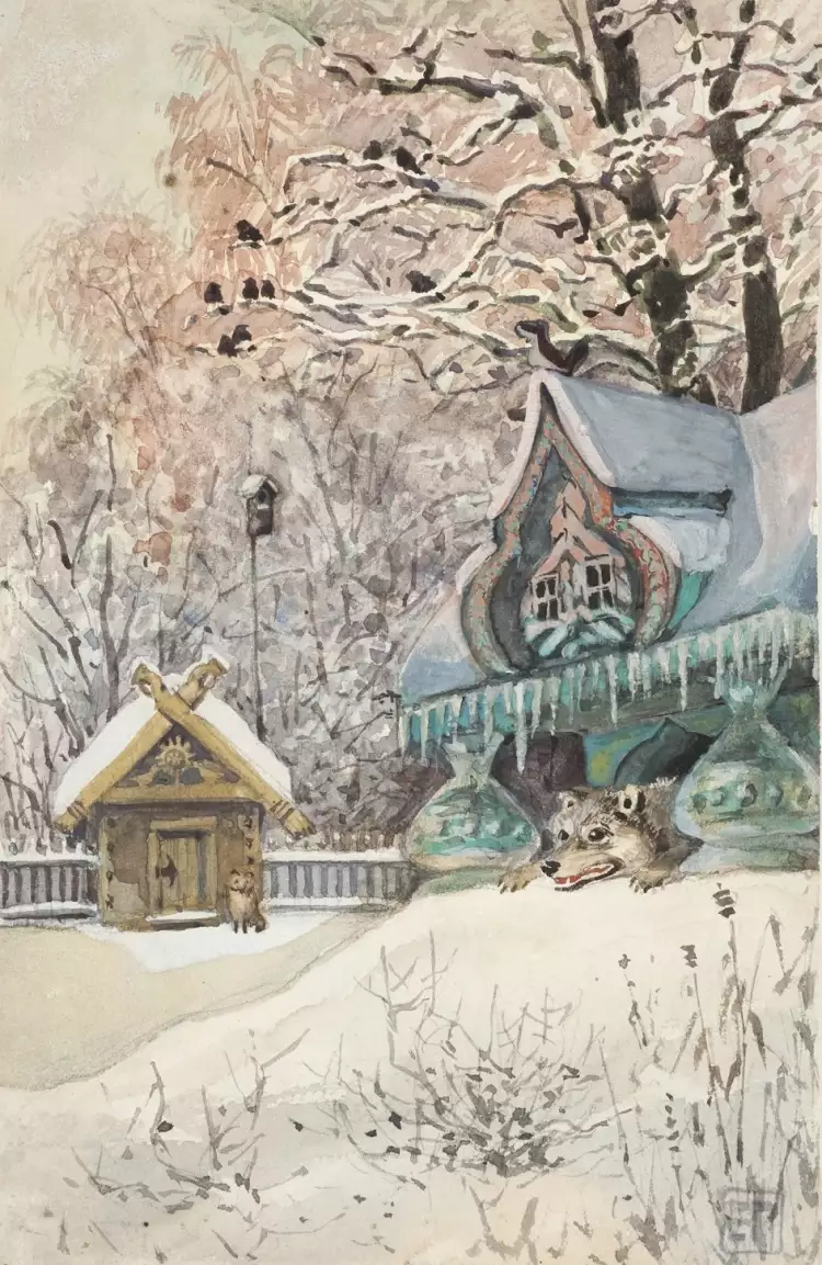 Елена Поленова. Иллюстрация к сказке «Волк и лиса», 1886-1887 Елена Поленова. Иллюстрация к сказке «Волк и лиса», 1886-1887