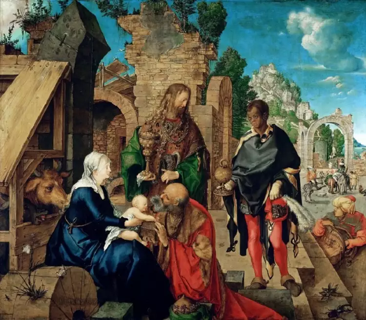 Kunst. Albrecht Dürer. Anbetung der Heiligen Drei Könige Kunst. Albrecht Dürer. Anbetung der Heiligen Drei Könige