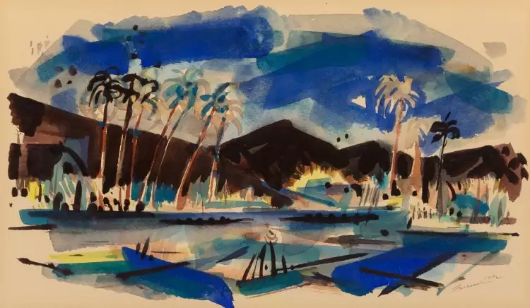 Мортон Уэйн Тибо. Картина Palm Springs, 1952 Мортон Уэйн Тибо. Картина Palm Springs, 1952
