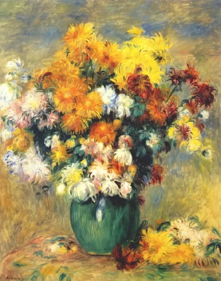 Позитивные картины для поднятия настроения. Ренуар. Букет Хризантем