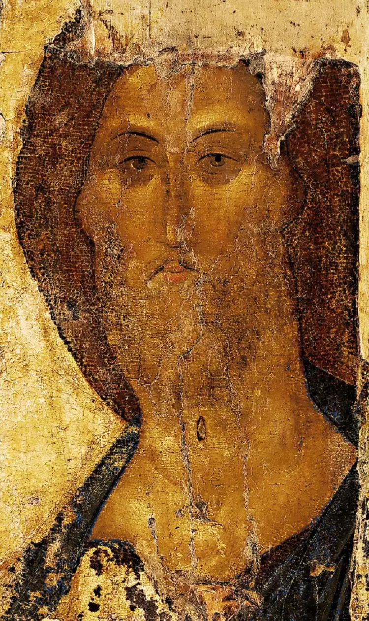 Ikone. Andrej Rublew. Ikone des Erlösers von Zvenigorod, frühes 15. Jahrhundert Ikone. Andrej Rublew. Ikone des Erlösers von Zvenigorod, frühes 15. Jahrhundert