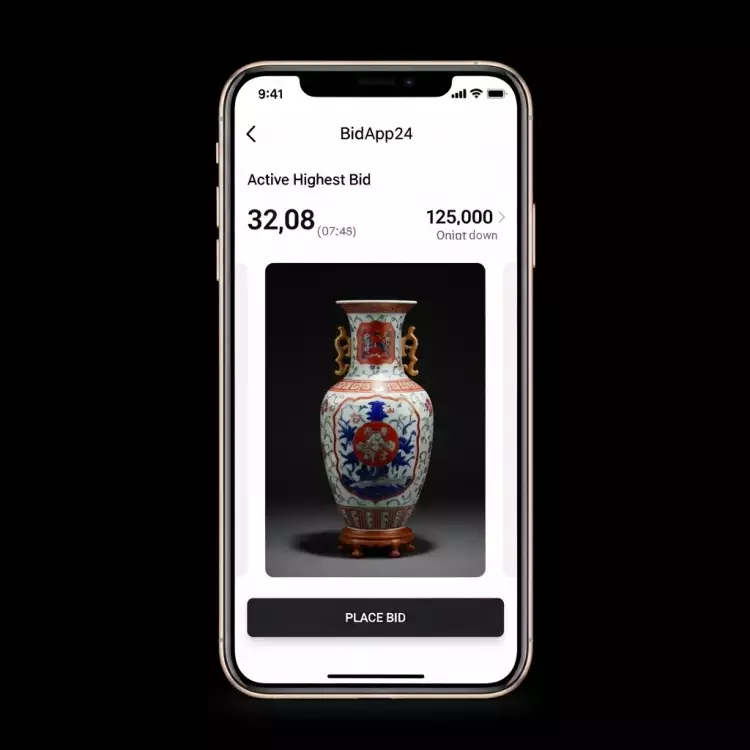 Интерфейс аукциона антикварного предмета на сматрфоне BidApp24 Интерфейс аукциона антикварного предмета на сматрфоне BidApp24