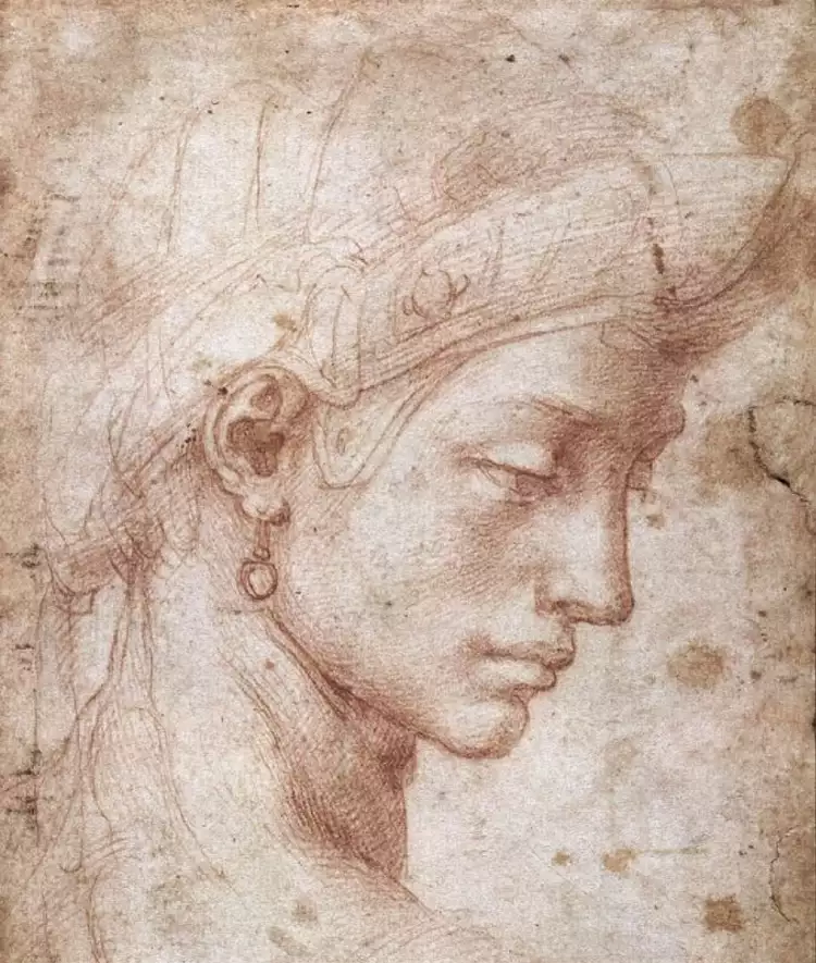 Графика. Микеланджело. «Идеальная голова»,1516 Графика. Микеланджело. «Идеальная голова»,1516