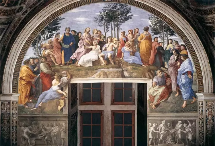 La fresque. Raphaël. Le Parnasse, 1510 La fresque. Raphaël. Le Parnasse, 1510