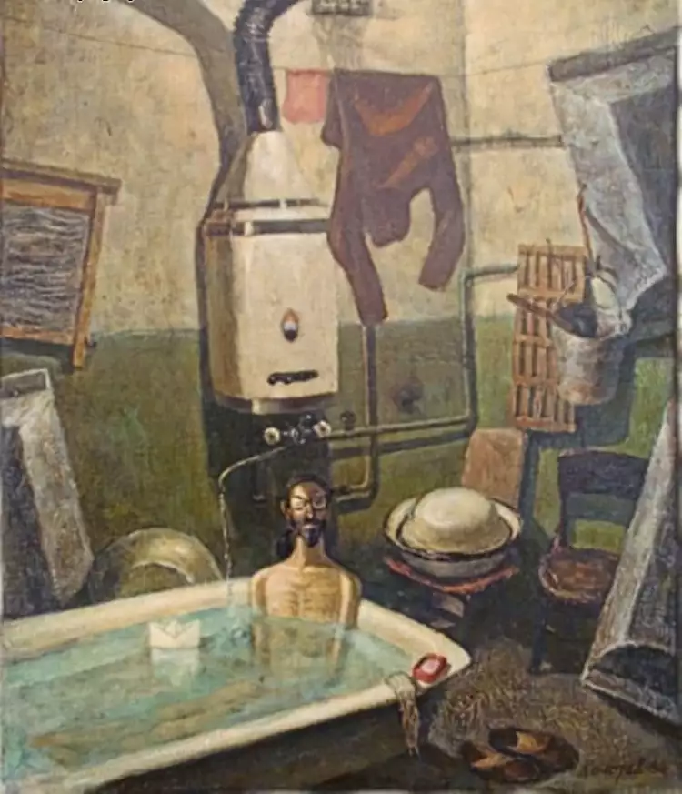 Советский быт в картинах. В. Колотев «Плывет-плывет кораблик»