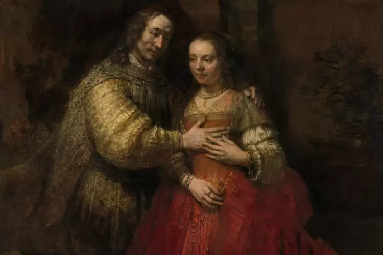 Rembrandt. The painting The Jewish Bride, 1665
