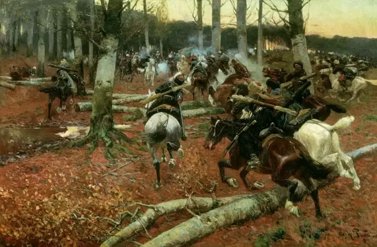 Франц Рубо. Картина «Кавказская разведка», 1901