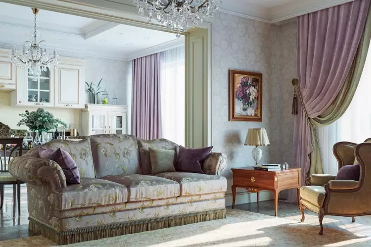Классицизм в интерьере. Интерьер студии с большим диваном