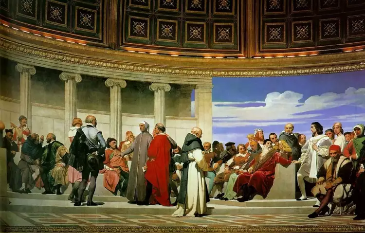 Поль Деларош. Стенная роспись «Полукружия». Фрагмент, 1837-1841 Поль Деларош. Стенная роспись «Полукружия». Фрагмент, 1837-1841