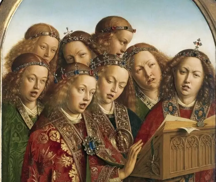 Ангелы в живописи. Братья ван Эйк. «Поющие ангелы». Гентский алтарь