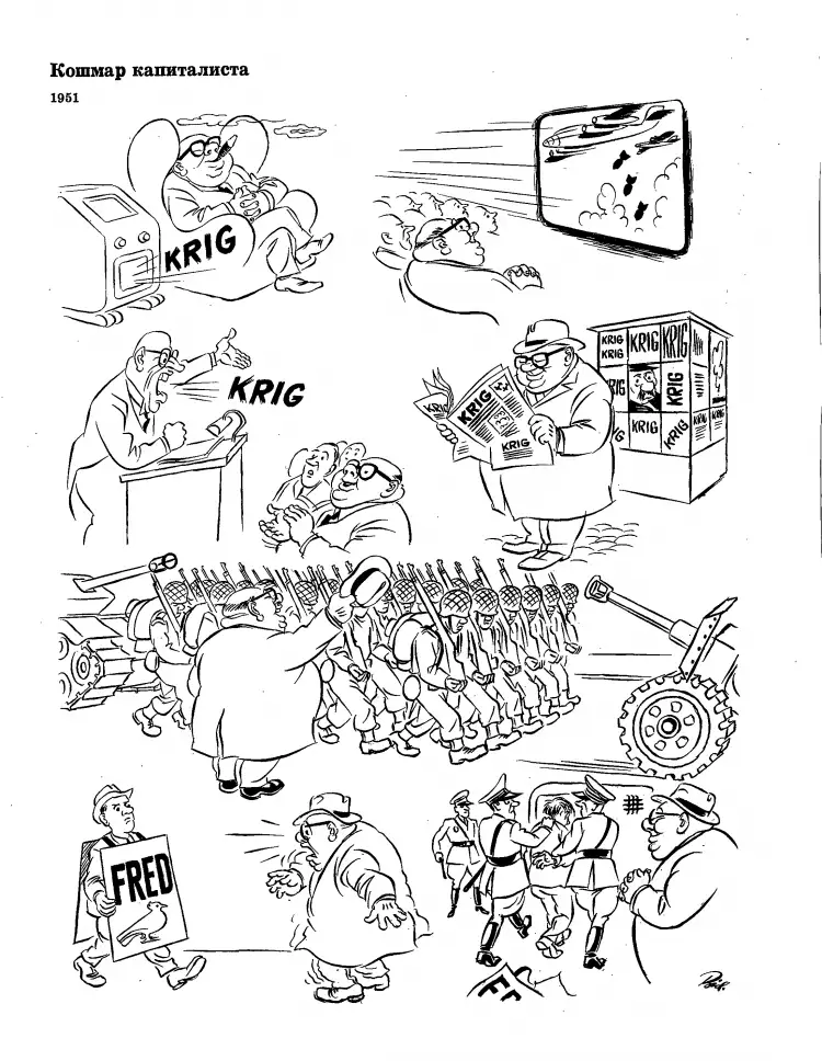 Херлуф Бидструп. Карикатура «Кошмар капиталиста», 1951