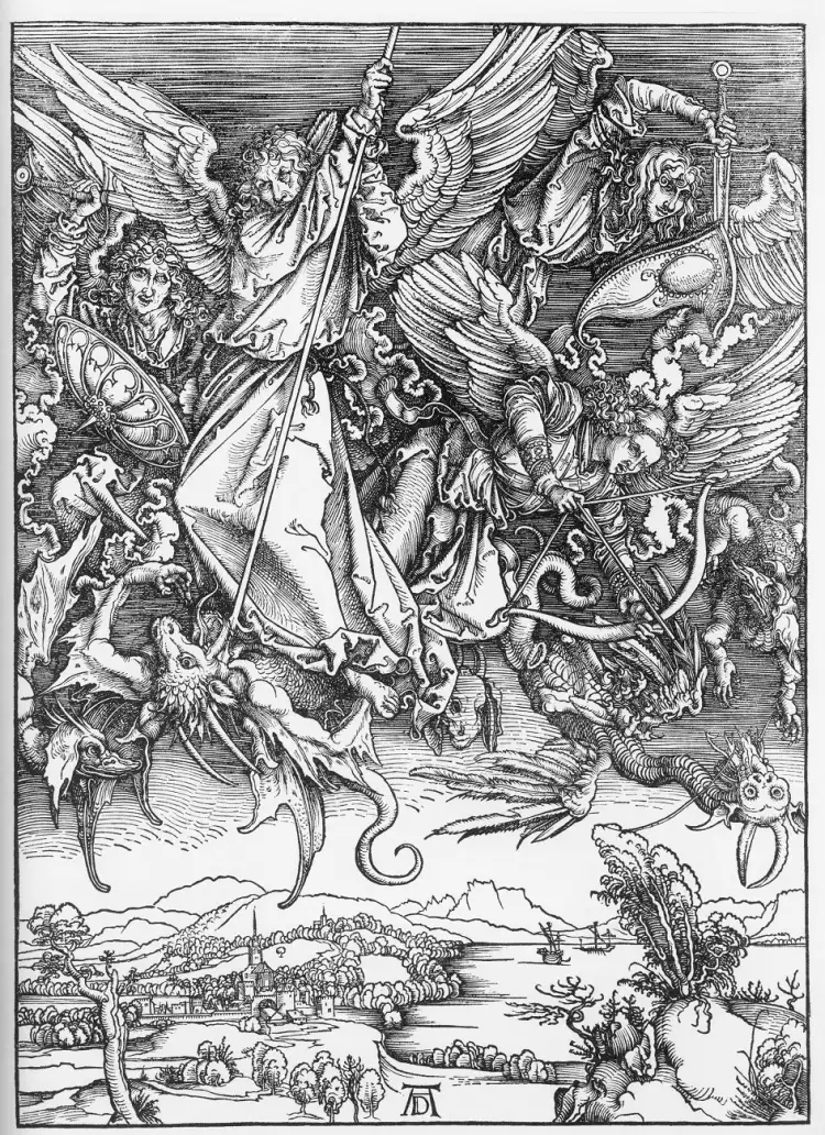 Ангелы в живописи. Альбрехт Дюрер. «Битва архангела Михаила с драконом»