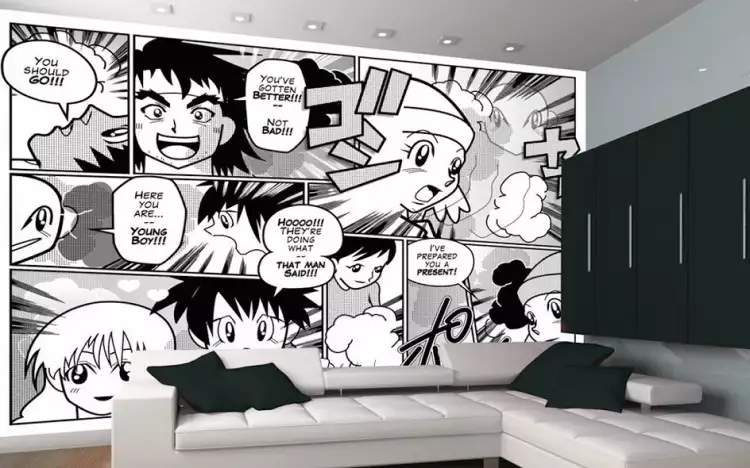 Стиль интерьера манга. Интерьер гостиной с фотообоями в стиле манга
