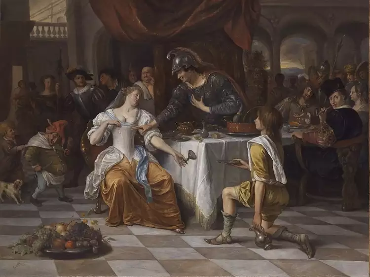 Ян Стен. «Пир Антония и Клеопатры», 1675