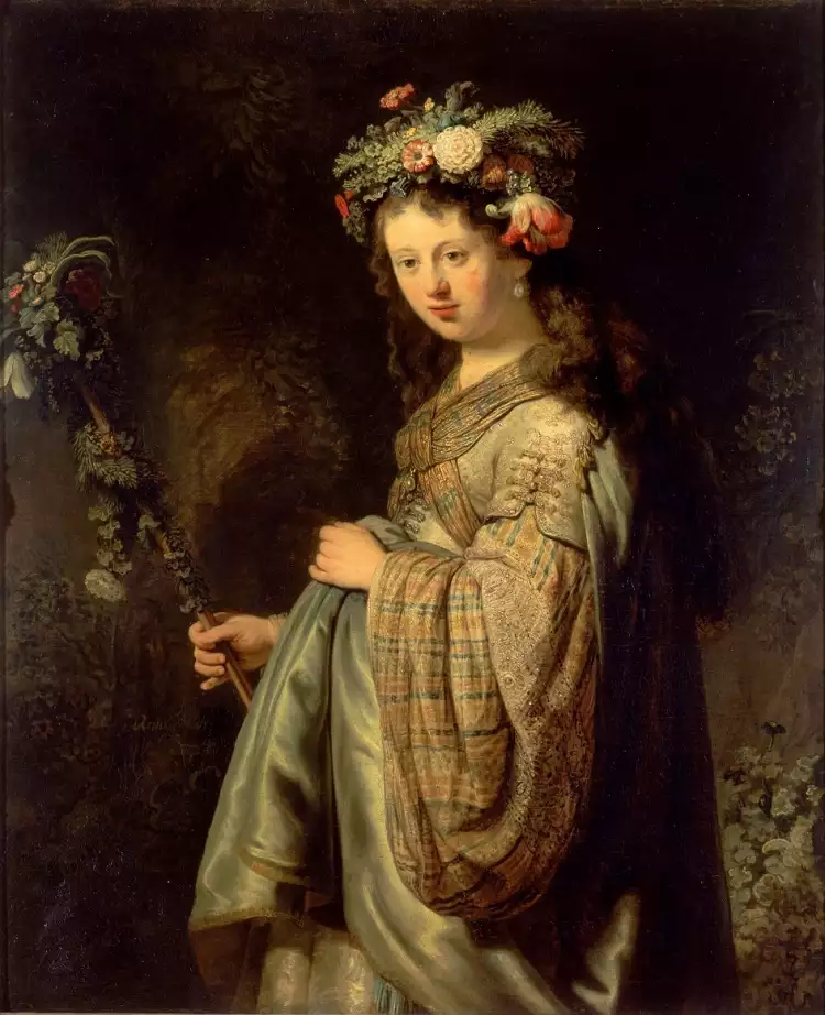 Portrait. Rembrandt. Saskia as Flora, 1934 Portrait. Rembrandt. Saskia as Flora, 1934