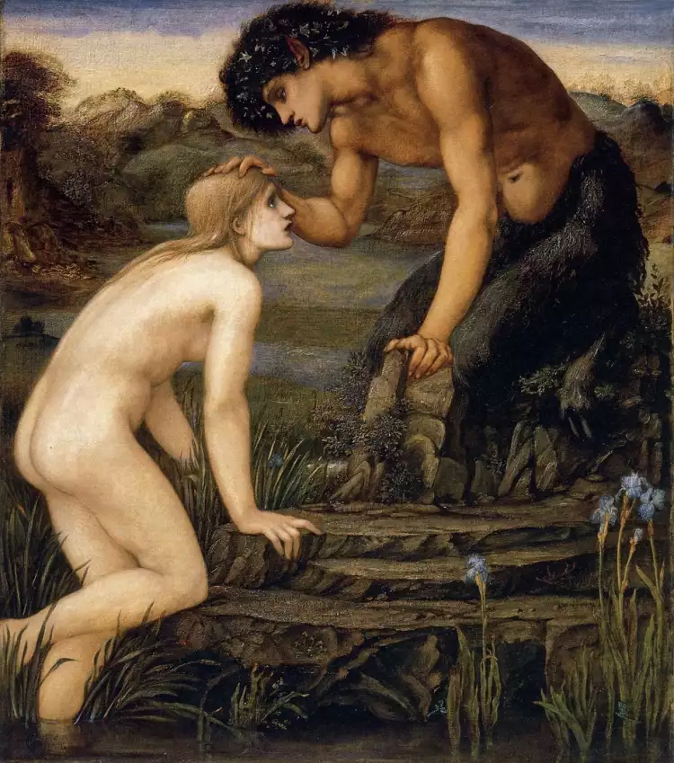 Миф об Амуре и Психее. Эдвард Берн-Джонс. «Психея и Пан», 1874