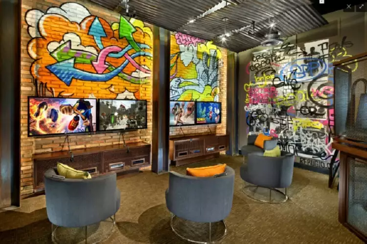 Уличный стиль в интерьере. Интерьер игровой комнаты с граффити в уличном стиле
