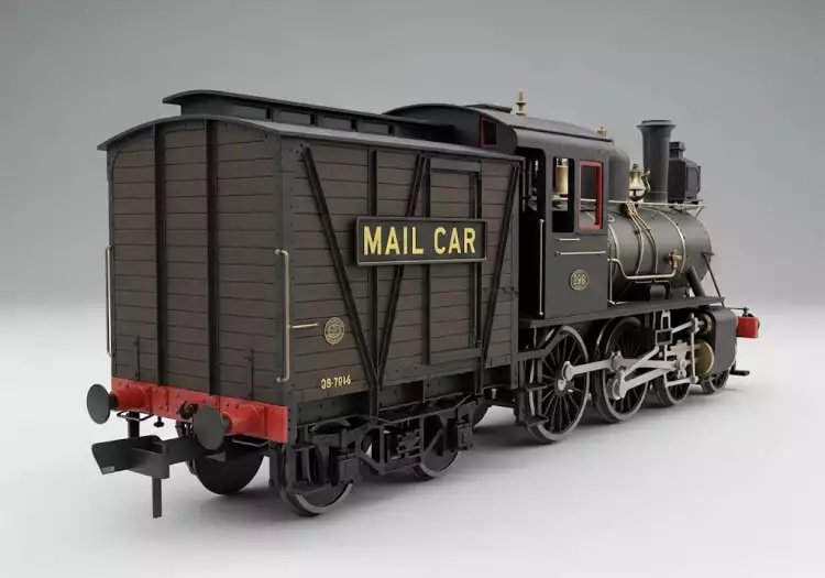 Почтовый вагон в составе паровоза Почтовый вагон в составе паровоза