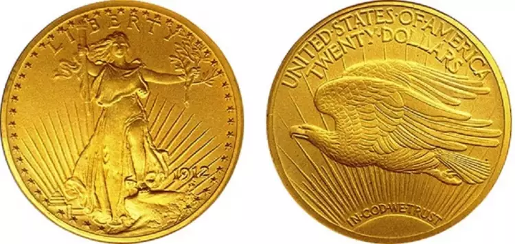 Numismatik. 20 Saint-Gaudens-Dollar, 1912 Numismatik. 20 Saint-Gaudens-Dollar, 1912