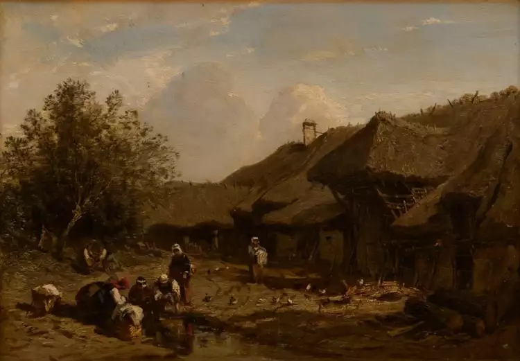 Эжен Сисери. Картина «Двор нормандской фермы», 1851