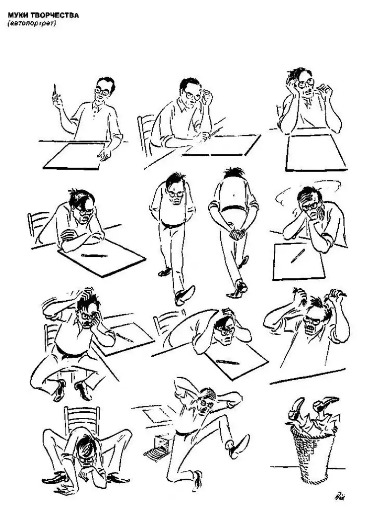 Херлуф Бидструп. Шутливый автопортрет «Муки творчества», год создания неизвестен