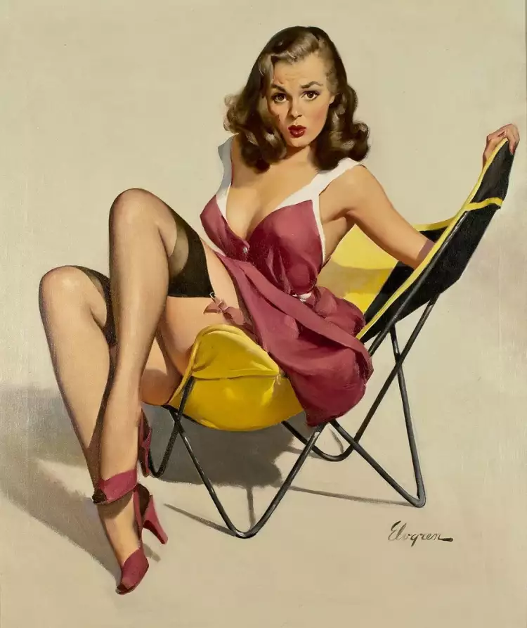 Пин-ап. Джил Элвгрен. «Упавшее настроение», 1955 Пин-ап. Джил Элвгрен. «Упавшее настроение», 1955