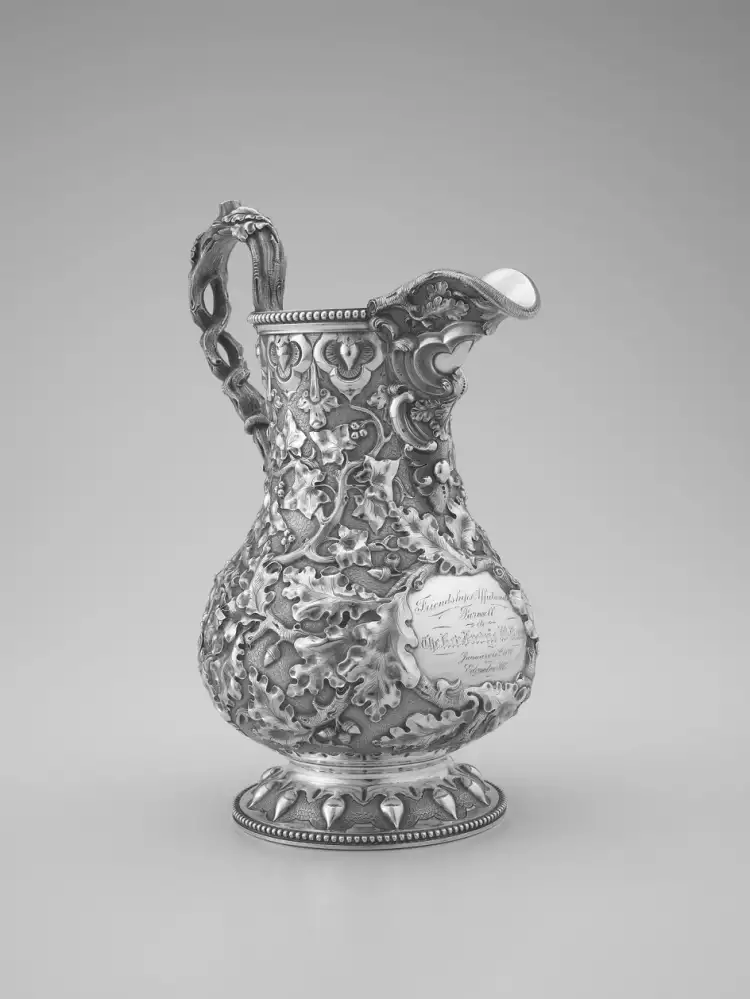 American Silver. William Gale and Son. Silver jug, sold through the Tiffany and Co shop, 1862-1867 American Silver. William Gale and Son. Silver jug, sold through the Tiffany and Co shop, 1862-1867